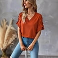 thumbnail image 5 of Kukoosong Women's Ruffled V-Neck T-Shirts Solid Color Short Sleeve Pullover for Summer Casual, Feminine Trendy Elegant Tee Shirt for Women, 5 of 5