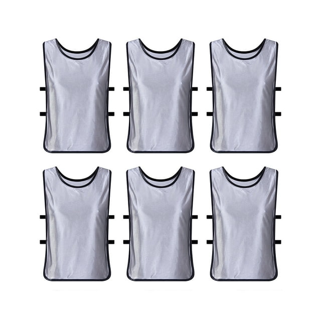 TOPTIE Gilets d'Entraînement de Mêlée Salopettes de Soccer Ensemble de 6-Argent-Adulte