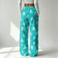 thumbnail image 6 of QWKLEAJ Halloween Pajama Pants Women Spooky Print Lounge Pants Pumpkin Ghost Wide Leg Sleepwear Festive Holiday Loungewear Drawstring Bottoms Plus Size Fleece Halloween Pyjamas, 6 of 6