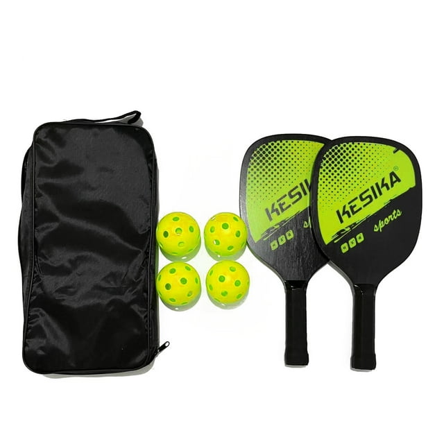 yeacher Pickleball Paddle Set Pickleball Rackets Ball Set 2 Rackets & 4 Pickleball Balls with Carrying Bag for Men Women