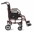 thumbnail image 5 of Medline Lightweight Steel Transport Chair, Folding Chair is Portable,  300 lb Weight Capacity, 19 inch Seat, Red, 5 of 6