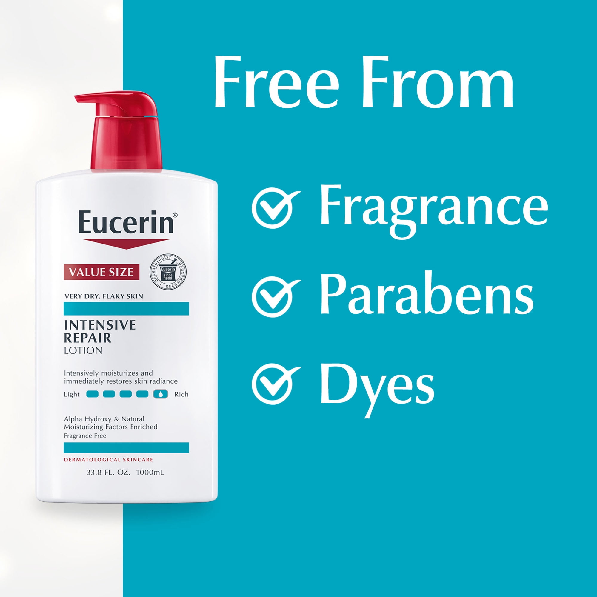 Eucerin Intensive Repair Body Lotion for Dry, Flaky Skin, 33.8 fl oz Pump Bottle