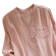 thumbnail image 4 of Chemises à Manches Longues à Col en V pour Femmes, Boutonnées, Tunique en Coton et Lin, Blouse Douce, Hauts Décontractés, 4 of 5