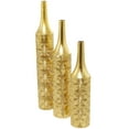 thumbnail image 6 of DecMode 36", 30", 25"H Geometric Tall Distressed Metallic Gold Metal Vase with Engraved Swirl Patterns, Set of 3, 6 of 12