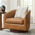 thumbnail image 3 of Better Homes & Gardens Bradford Wooden Base Swivel Accent Chair, Chestnut Faux Leather, 3 of 10