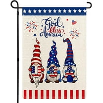 Patriotic God Bless America Garden Flags for Outside, 4th of July Gnomes American Flag, Double Sided Independence Day Summer Welcome Garden Flag 12.5x18 for Yard Lawn Farmhouse Decor