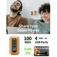 thumbnail image 2 of VogDUO 100W USB C Desktop Charging Station- 4 Port Foldable Plug GaN PD Fast Wall Charger Power Adapter with Leather 5ft Extension Cable for MacBook Pro, iPad Apple Watch, iPhone 14, 13, 12 (Tan), 2 of 7