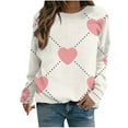 thumbnail image 1 of VALMASS Chandails en Molleton de la Saint-Valentin pour Femmes Graphique Manches Longues Col Rond Hauts Mode Décontractée Pull Ample Blouses (L, Blanc), 1 of 4