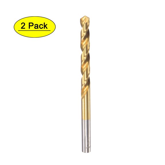 Uxcell 6mm High Speed Steel Straight Shank Twist Drill Bit Fully Ground Titanium Coated 2 Pack