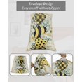 thumbnail image 6 of Spring Bee Love King Pillow Cases Set of 2 - Microfiber Bed Throw Pillow Covers, Yellow Daisy Eucalyptus Leaves Rustic Decorative Lumbar Pillow Cover with Envelope Closure for Sofa/Travel 20"x36", 6 of 6