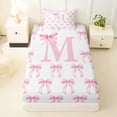 thumbnail image 3 of Erosebridal Pink Letter D Personalized InitialTwin Sheet Sets For Kids,Girly Bowknot Bedding 3-Piece, 3 of 6