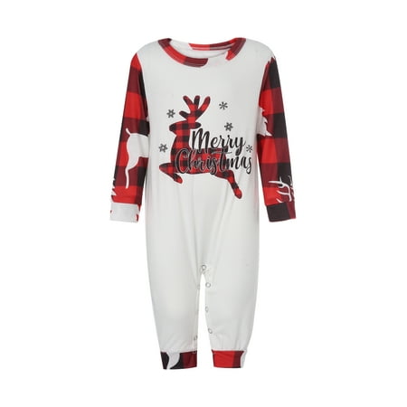 

Peyakidsaa Family Matching O-Neck Long Sleeve Plaid Letters Elk Print Tops+ Trousers Pajamas Set