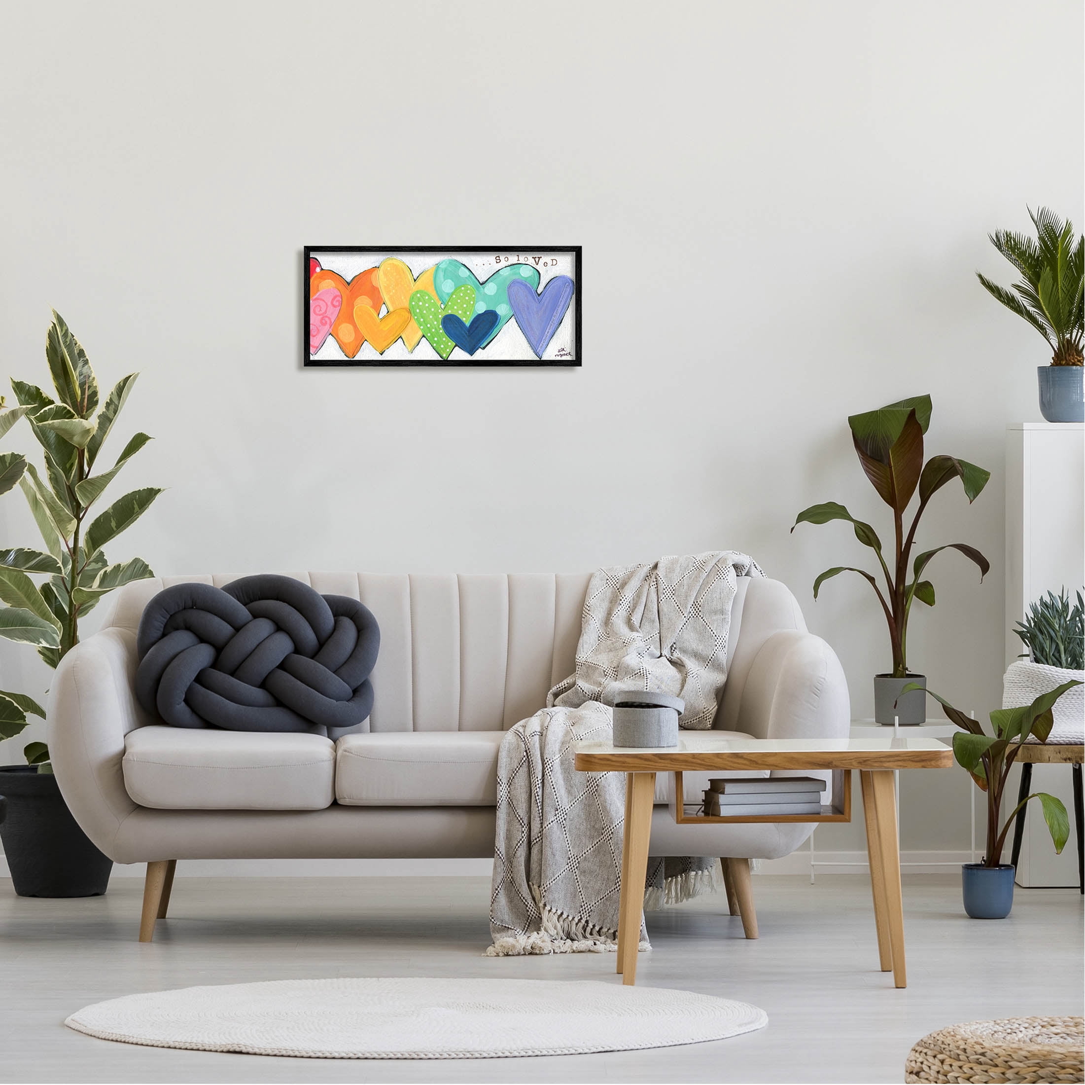 Stupell Industries Patterned Hearts So Loved Painting Black Framed Art Print Wall Art, Design by Alli Rogosich