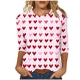 thumbnail image 2 of Guieoi Women's Cute T Shirt Heart Bow Knot Long Sleeve Tops for Valentines Day Trendy Basic Tees Tunic Top Pink S, 2 of 7