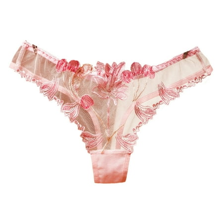 

Women Sexy Sheer Mesh G-String Lingerie T-Back Floral Lace Embroidered Thongs