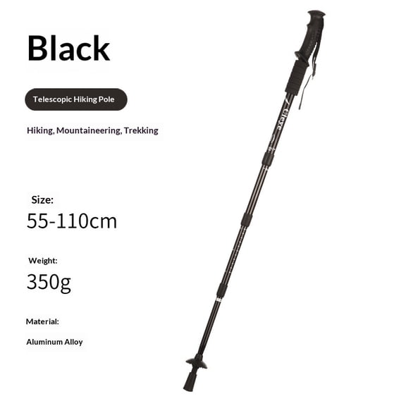 4-Section Aluminum Alloy Shock Absorbing Trekking Poles, Straight Handle Walking Stick, Telescopic Anti-Shock Hiking Stick for Outdoor Camping, Climbing, Walking
