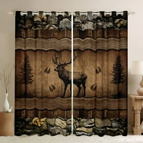 Manfei Jungle Wildlife Reindeer Black Out Curtains, Rustic Farmhouse Animal Curtains Pack of 2 (42x63 Each), Teen Adult Man Bedroom Curtains, Living Room Curtains Decor