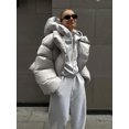 thumbnail image 5 of Parka gruesa y cálida para mujer, Chaqueta corta de manga larga, abrigo elegante impermeable, prendas exteriores, color plateado sólido, novedad de invierno, 2024, 5 of 5