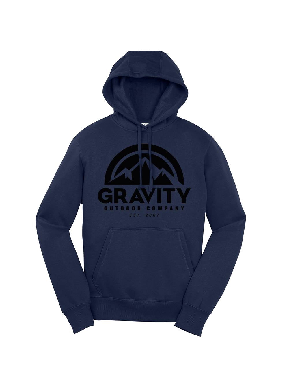 Mens Gravity Outdoor Co. Hooded Sweater - True Navy - Black Logo - L