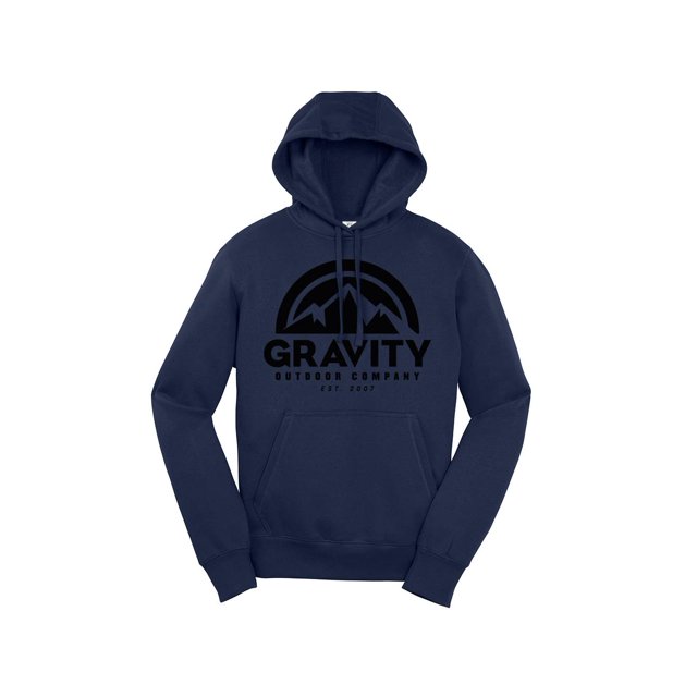 Mens Gravity Outdoor Co. Hooded Sweater - True Navy - Black Logo - L