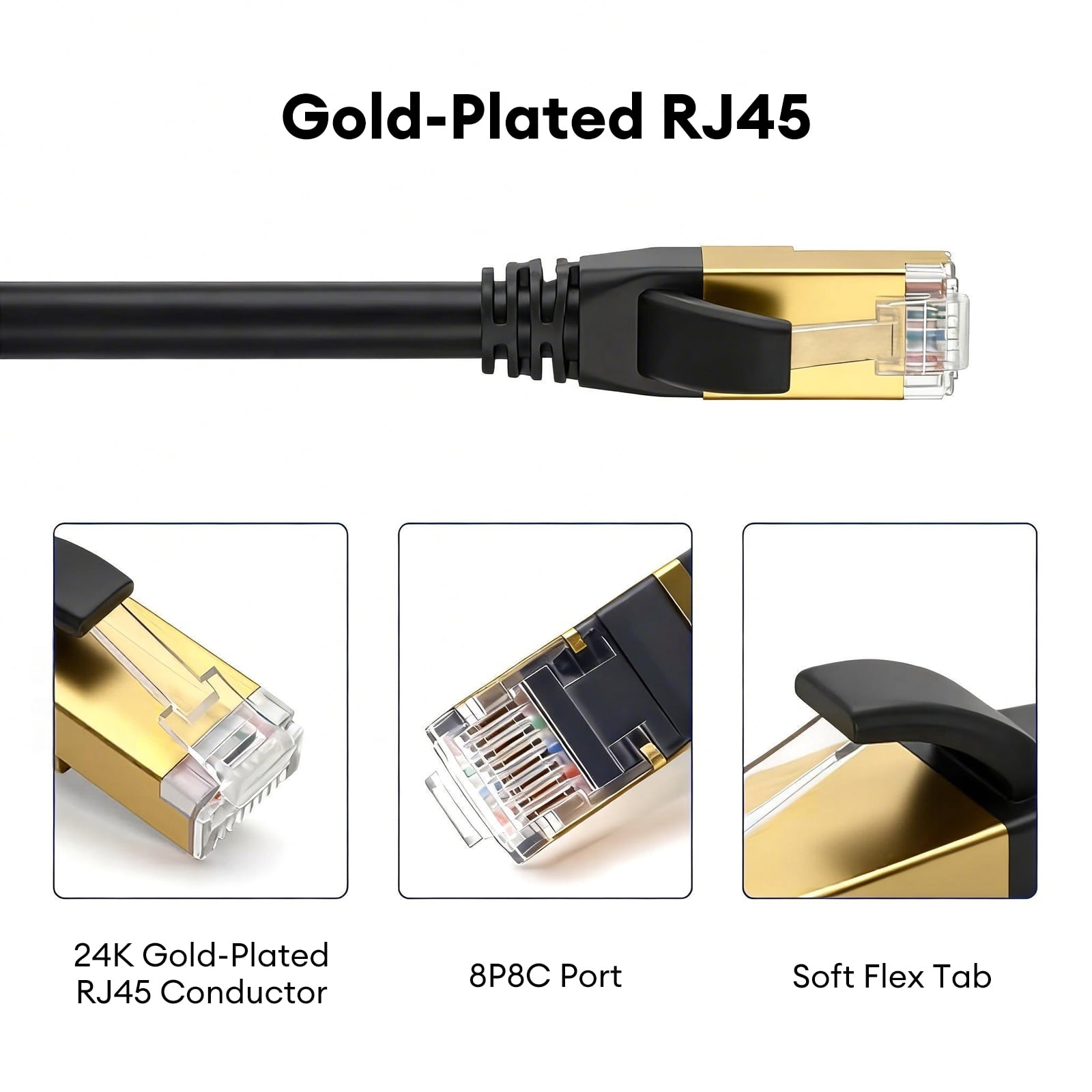 Cat8 Ethernet Cable 65ft High Speed Gaming LAN Network Cable, 40Gbps Gold Plated RJ45 for Xbox, PC, Mac, PS4