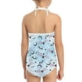 thumbnail image 5 of FOR U DESIGNS Novelty Blue One Piece Swimsuit Bats Lace-up Swimwear Size 7-8T Stars Moons Summer Sleeveless Beach Bathing Suit for Kids Girls, Halloween Day, 5 of 6