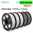 thumbnail image 3 of SUNLU 5KG 3D PLA/PETG/PLA PLUS/Filamento transparente 1,75 mm 5 rollos 1KG Impresora 3D Filamento 3D perfectamente enrollado para impresora 3D y bolígrafo 3D, 3 of 5