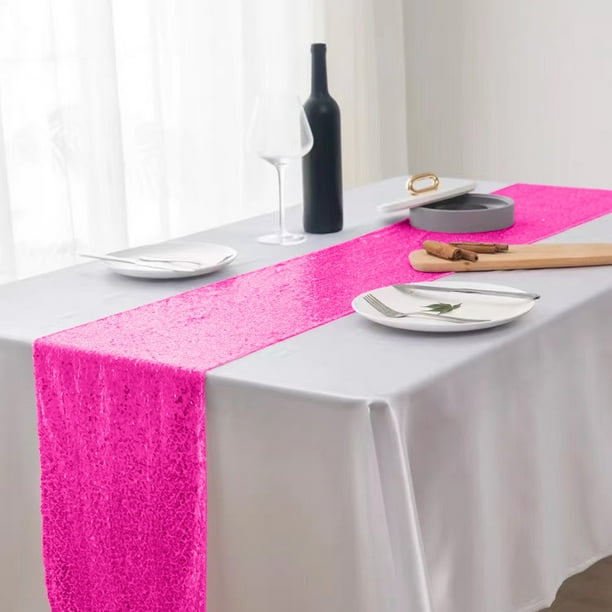 Sequin Table Runner | Glitter Table Flag | Wedding Party Decor 12x71 Inch | Shiny Multicolor Polyester | Festive Banquet Accent | Durable Sparkly Table Cover | 1 Piece