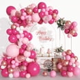 thumbnail image 1 of Conjunto de corona de globo rosa, arco de globo rosa relleno, diferentes tamaños, globo de látex, decoración de fiesta de cumpleaños de princesa de boda, 1 of 7