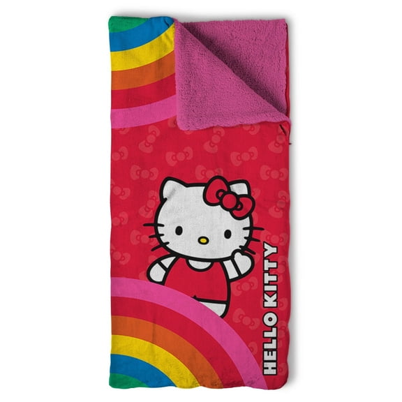Sanrio Hello Kitty Pretty Rainbow Silk Touch Sherpa Sleeping Bag