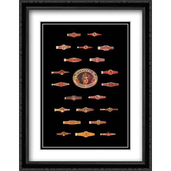 Cigar Band No34 2x Matted 22x28 Large Black Ornate Framed Art Print