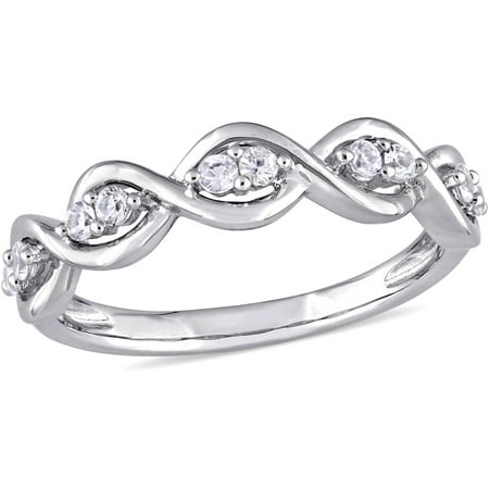 Miabella 1/3 Carat T.G.W. White Sapphire 14kt White Gold Stackable Infinity Ring