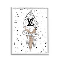 Stupell Industries Ice Cream on Modern Pattern Beauty & Fashion Painting White Framed Art Print Wall Art, 11 x 14