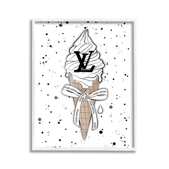 Stupell Industries Ice Cream on Modern Pattern Beauty & Fashion Painting White Framed Art Print Wall Art, 11 x 14
