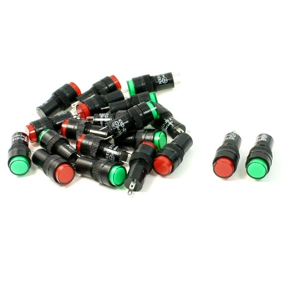 Unique Bargains 20 Pcs  220V 2 Terminals Red Green Indicator Light Pilot Lamp