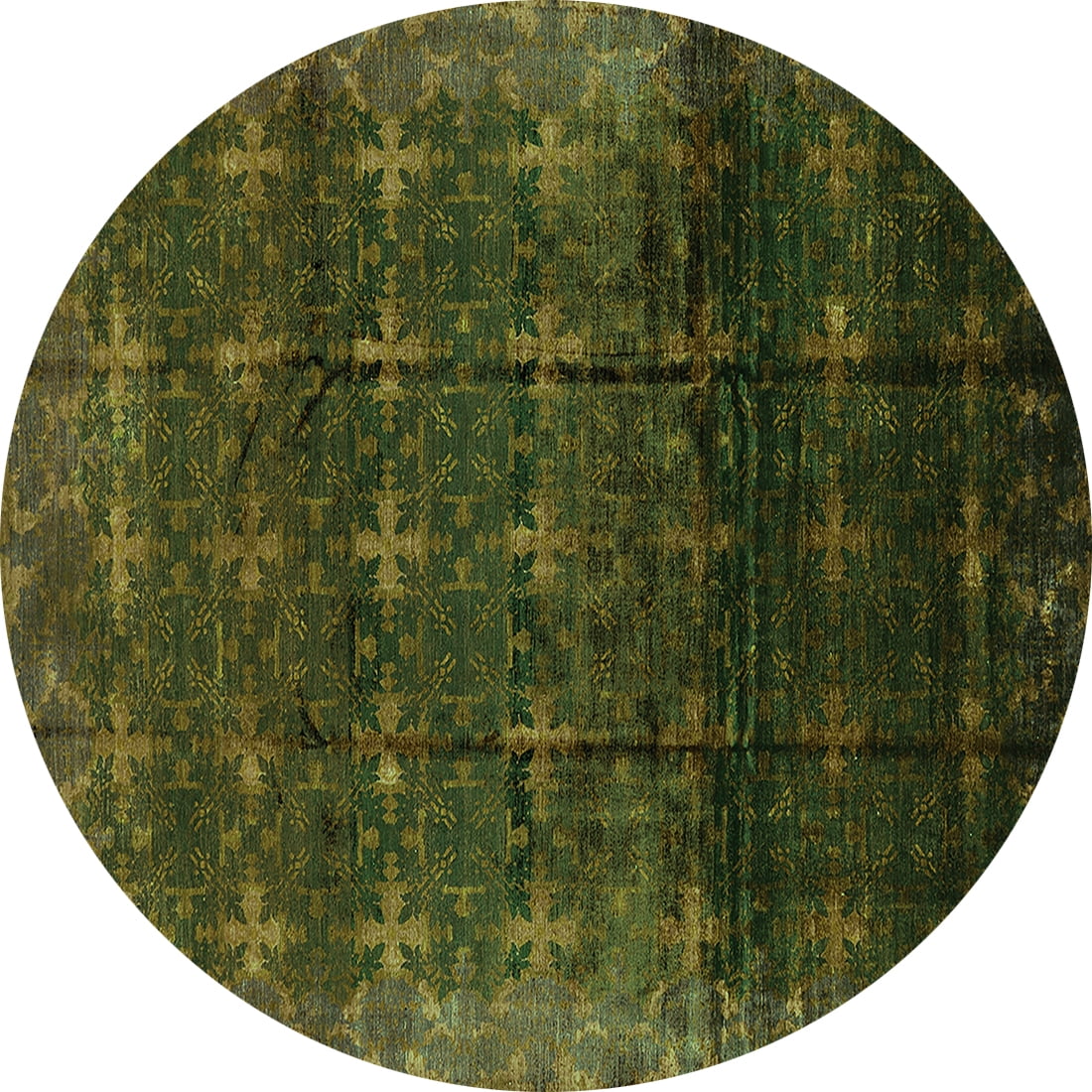 Ahgly Company Indoor Round Oriental Green Industrial Area Rugs, 3 ...