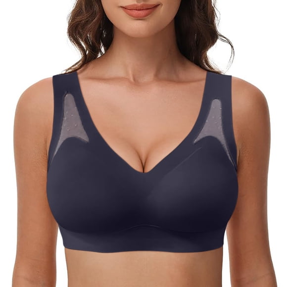 Honeylove Bra Women's Comfortable And Sexy Transparent Shoulder Strap Cordless Backless Spongeless With Convertible Shoulder Straps-Black,XL