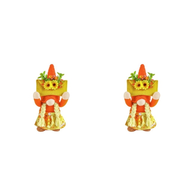 Inteprter Decoración de poliéster Luminoso Gnomo de otoño para ambiente festivo Figuras lindas de gnomo con hoja de arce Type1 NO1
