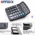 thumbnail image 3 of Calculadora de sobremesa OFFDIX, negra, para oficina, regalo 2018, doble alimentación solar y a batería, portátil, 12 dígitos, 3 of 3