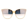 thumbnail image 2 of Womens Color Mirror Inset Lens Oversized Cat Eye Horn Rim Retro Sunglasses Beige - Beige Mirror, 2 of 4