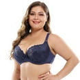 thumbnail image 6 of Thin Cup Bras for Women, Adjusted-strap Push Up Underwire Bra Sexy Underwear Lace Bralette Lingerie Top Plus Size 36E-46E, 6 of 7