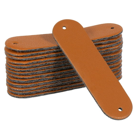 FRCOLOR 200pcs Blank Faux Leather Patches For Hats Clothing Handmade Tag Sewing Labels Clothes Synthetic Leather Label with Holes