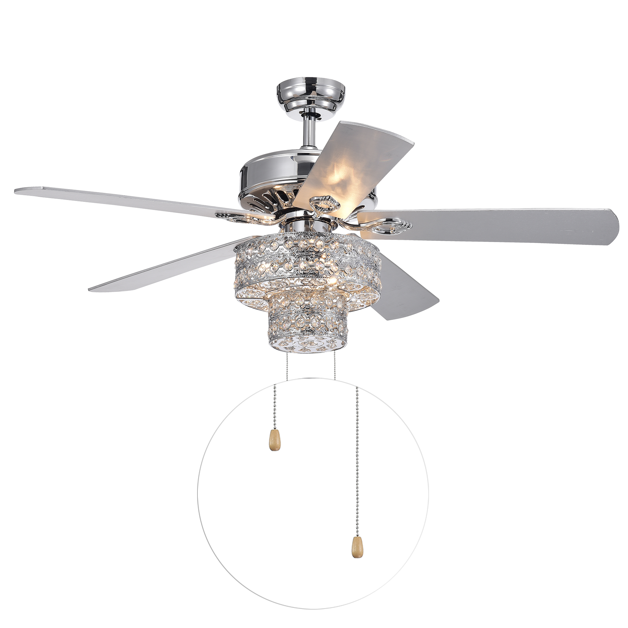 Warehouse of Tiffany Empire 5-Blade Silver Chandelier Ceiling Fan 52-inch