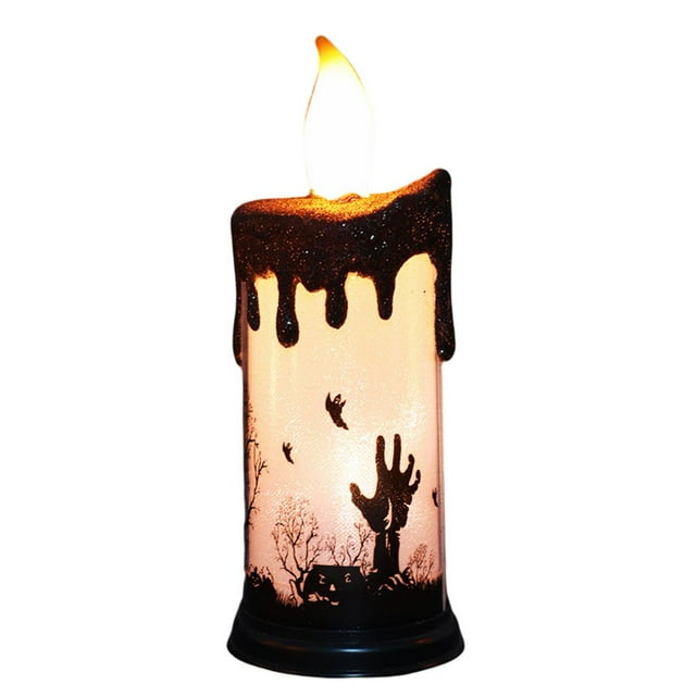 Electric Candle Battery Operated Glowing Power Saving Horror Waterproof Festival Props Safe Halloween Ornament Ghost Hand Skeleton Castle LED Candle Party Supplies