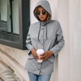 thumbnail image 6 of Mifelio Rain Jacket Women Solid Rain Jacket Outdoor Plus Size Hooded Windproof Loose Coat Water Proof Jackets for Women Grey S, 6 of 8