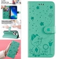 thumbnail image 1 of SaniMore for iPhone 14 Pro 6.1" 2022 Case, PU Leather Skin with Embossed Cat Flip Magnetic Cover Card Slots Kickstand Detachable Lanyard Full Around Wallet Case For iPhone 14 Pro, Green, 1 of 6