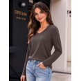 thumbnail image 5 of Zeagoo Basic T-Shirt for Womens Long Sleeve V Neck Tops Dressy Casual Shirts Fall Trendy, 5 of 6