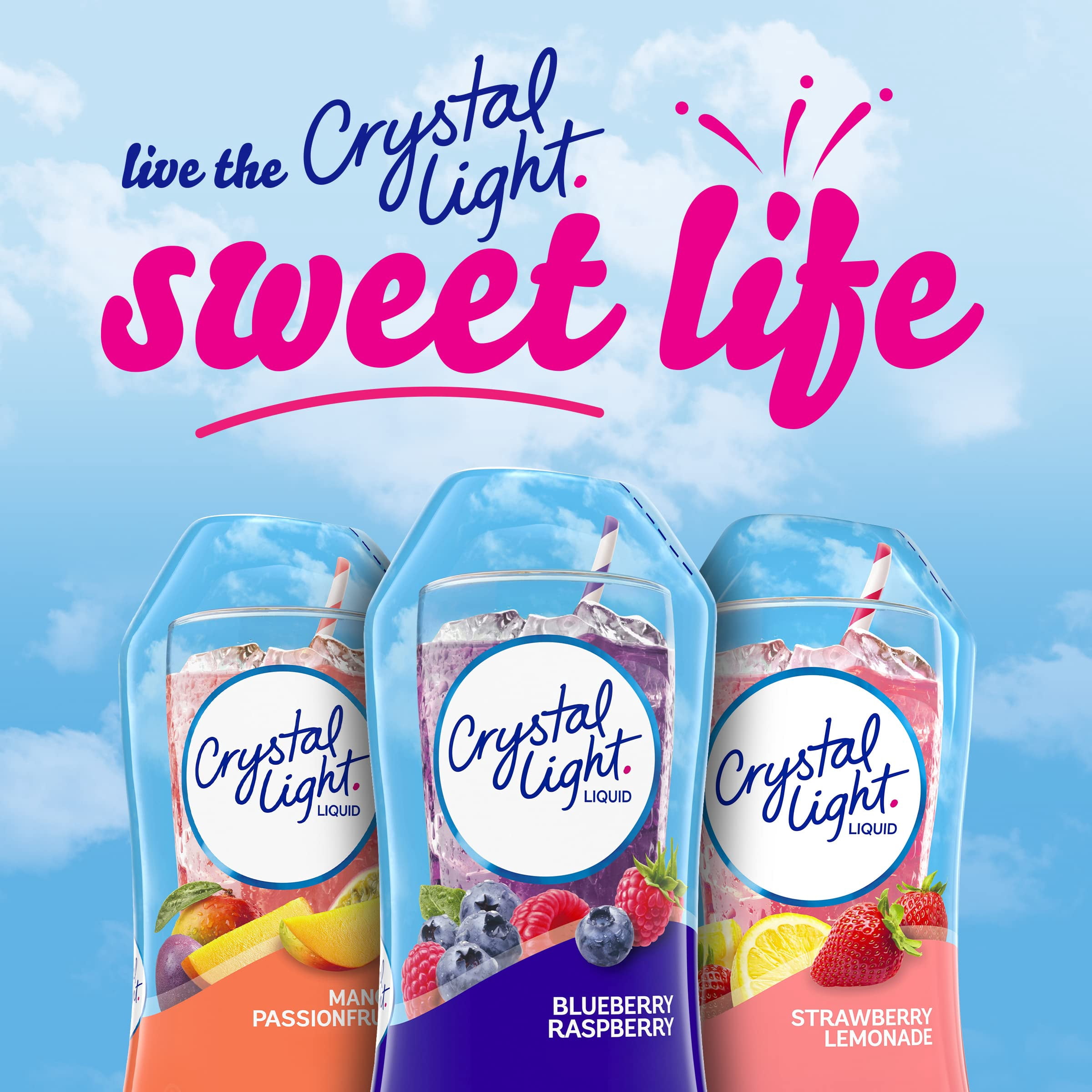 (12 pack) Crystal Light Liquid Blueberry Raspberry Naturally Flavored Drink Mix, 1.62 fl oz Bottle