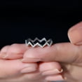 thumbnail image 3 of Spot Jewel 14K White Gold Plated Zig Zag Women's Engagement Band - 1.6 Ct Round Cut Diamond Engagement Ring - Causal Office Wear Ring - Wedding Anniversary Gifts - Women's Silver Ring, 3 of 5