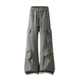thumbnail image 4 of Iyufng Men's Drawstring Elastic Waist Casual Wide Leg Outdoor Cargo Pants with Button Flap Pocket, 4 of 7